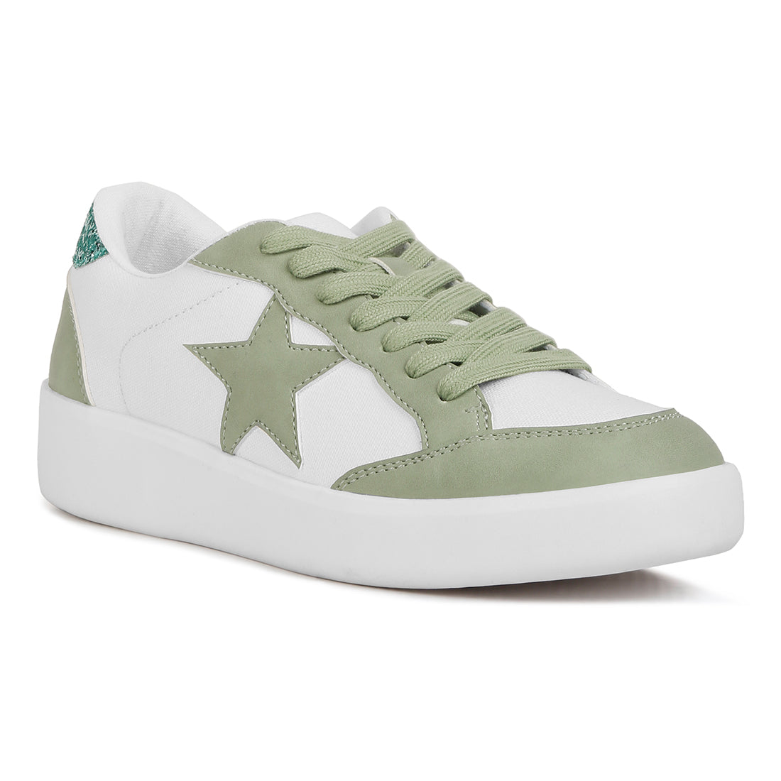 glitter detail star sneakers#color_green