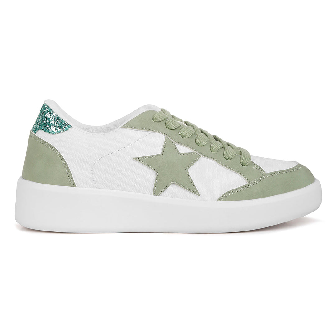 glitter detail star sneakers#color_green
