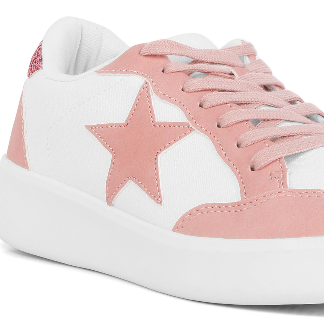 glitter detail star sneakers#color_pink