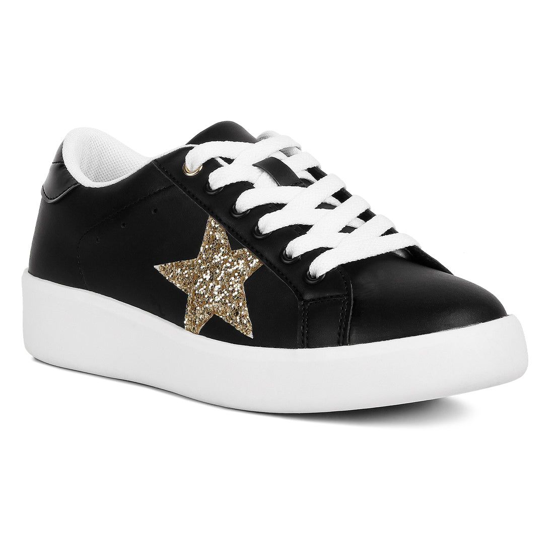 glitter star detail sneakers#color_black