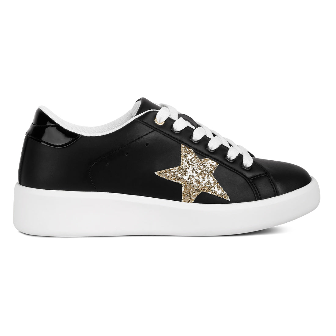 glitter star detail sneakers#color_black