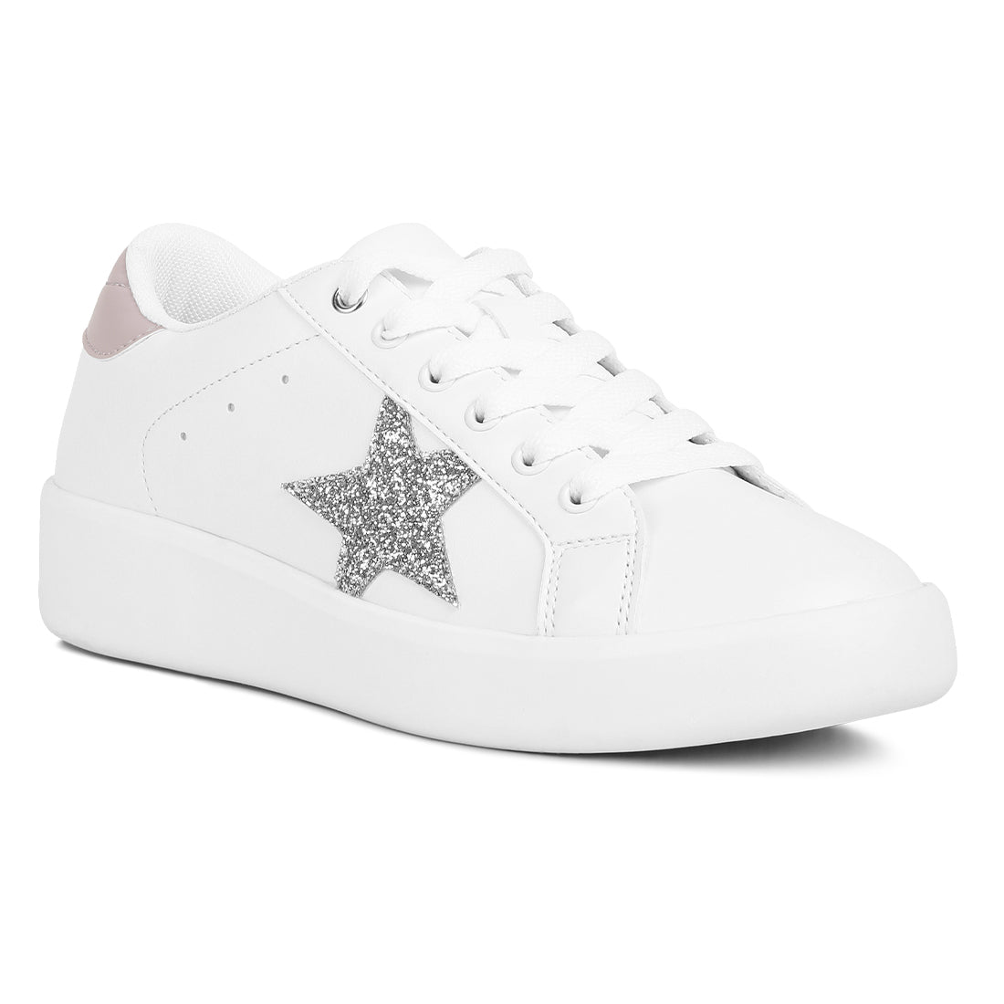 glitter star detail sneakers#color_white