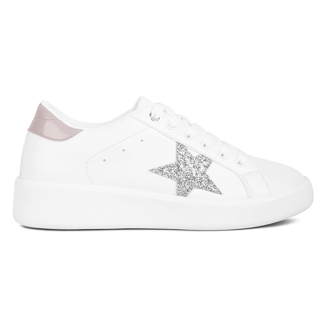 glitter star detail sneakers#color_white