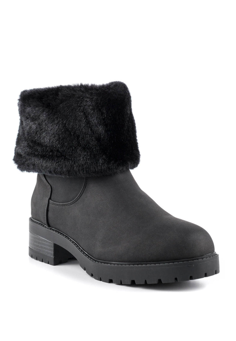 Black Fur Lining Boots