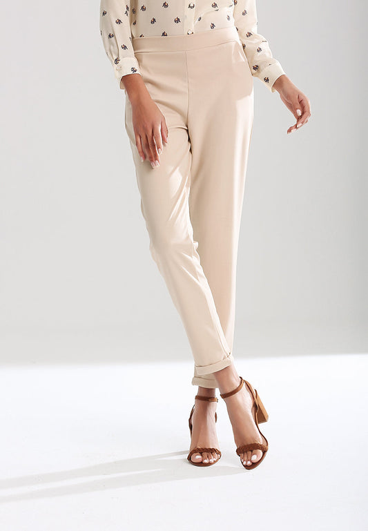 Beige Straight Fit Pants - Beige