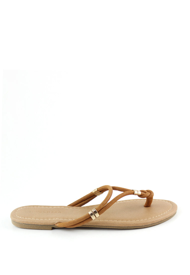 Tan Thong Flat Flip Ons - Tan