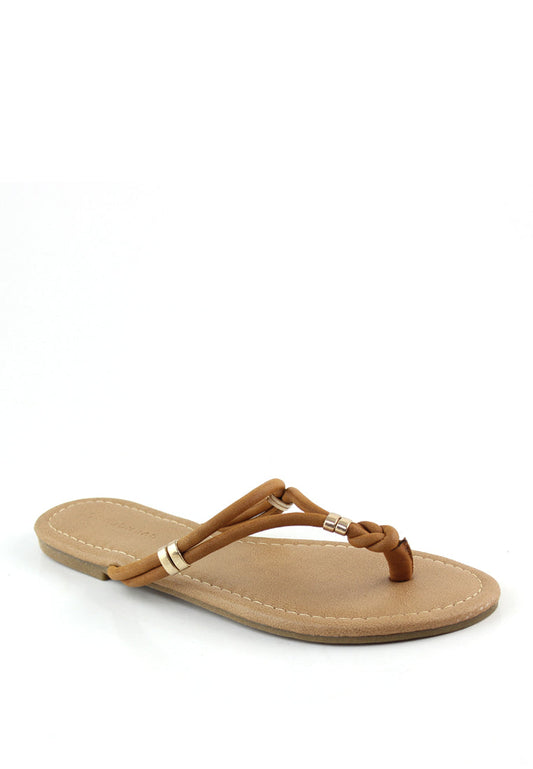 Tan Thong Flat Flip Ons - Tan