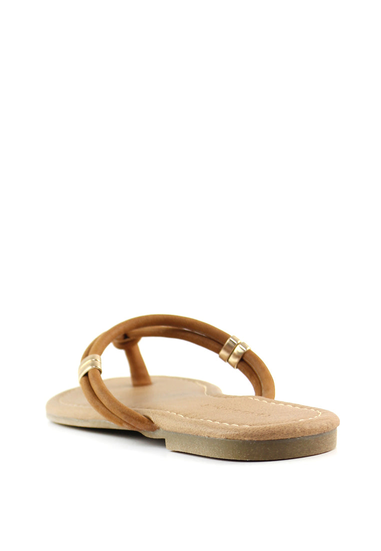 Tan Thong Flat Flip Ons - Tan
