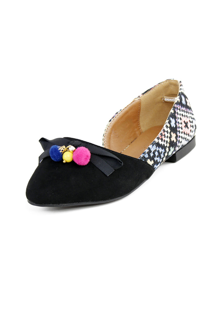 Black Printed Ballerina - Black