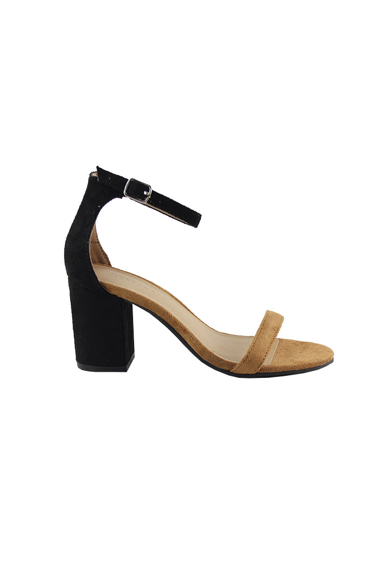 Black/Natural Heels Sandals - Orange