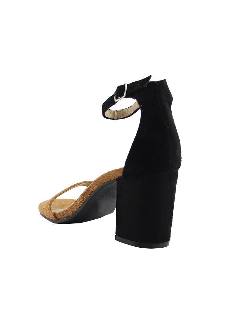 Black/Natural Heels Sandals - Orange