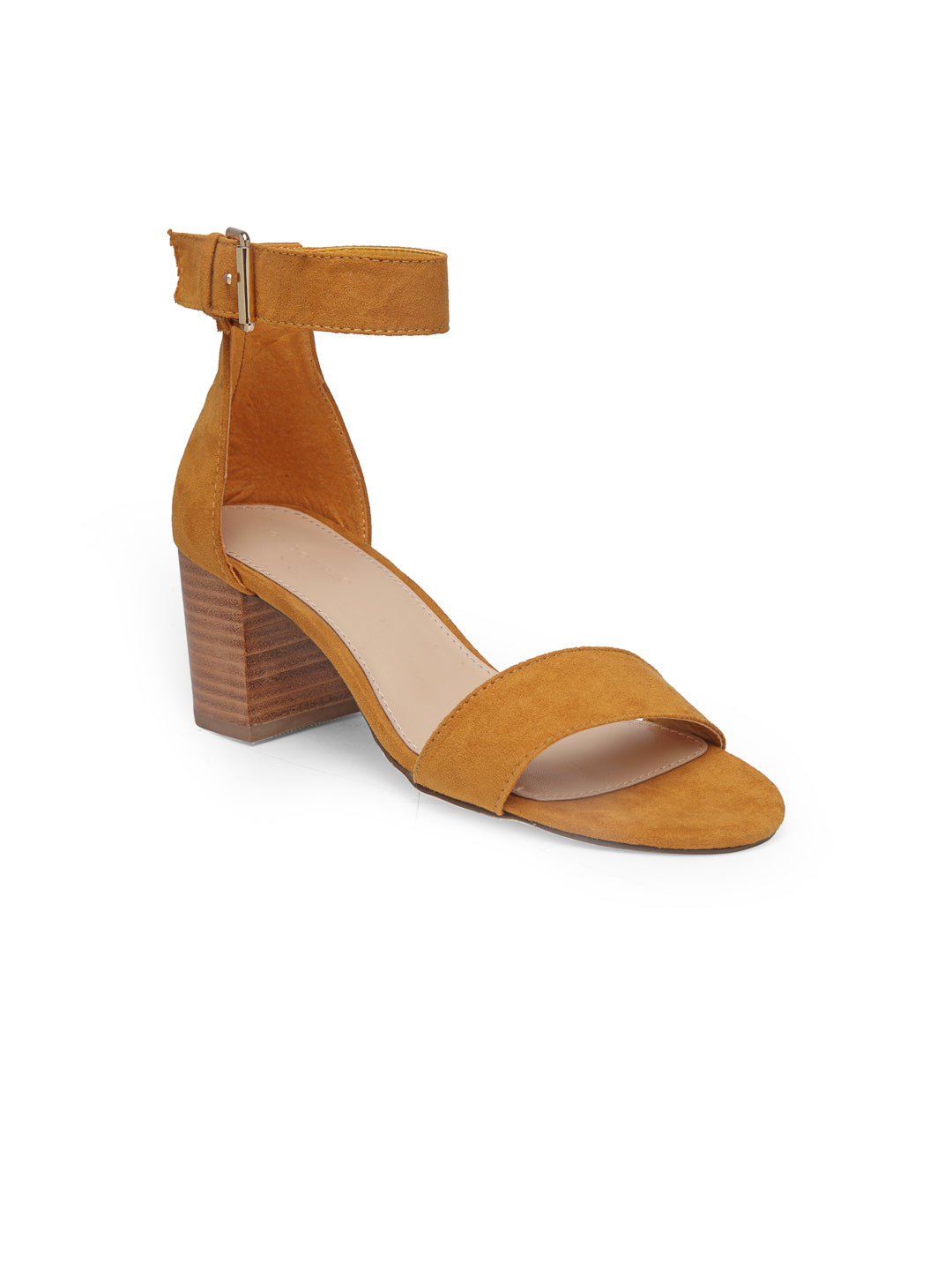 Mid- Heeled Mustard Sandals - Yellow