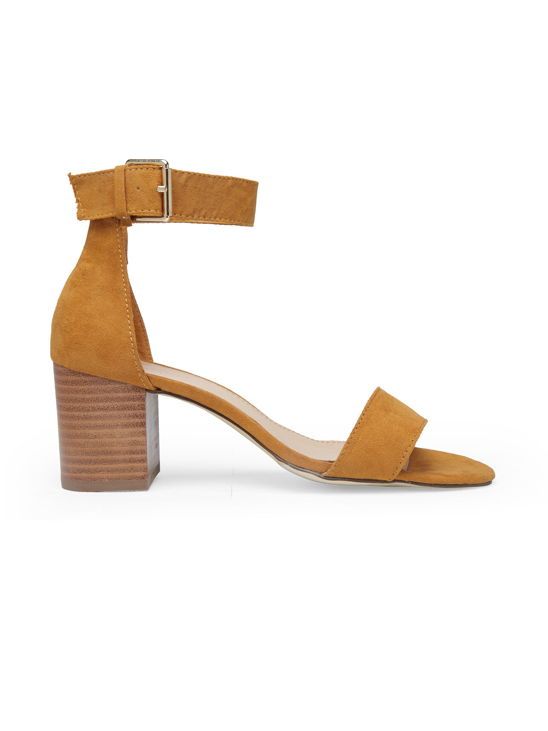Mid- Heeled Mustard Sandals - Yellow