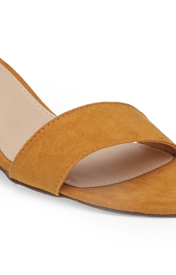Mid- Heeled Mustard Sandals - Yellow