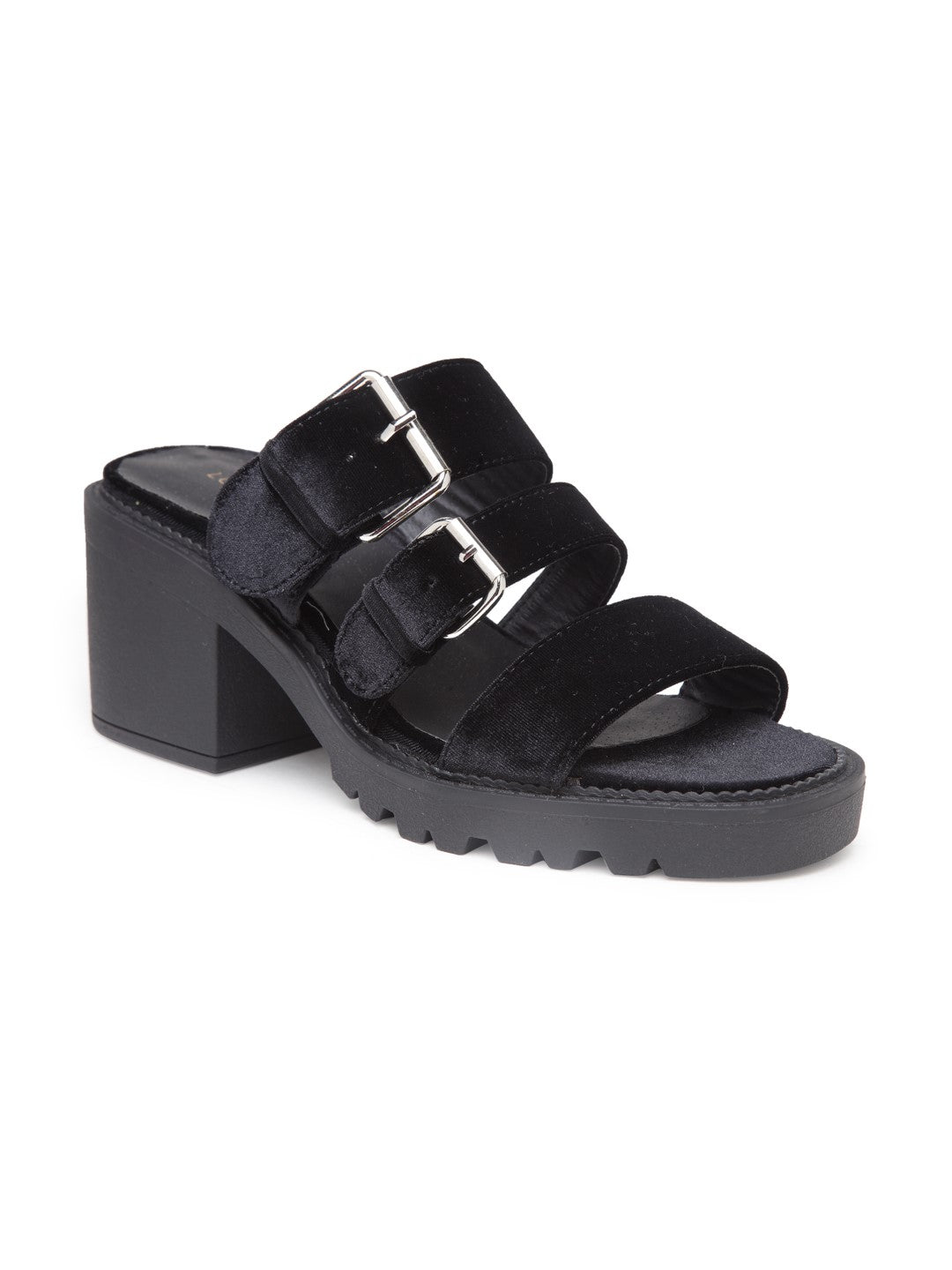 Platform Heeled Sandal - Black