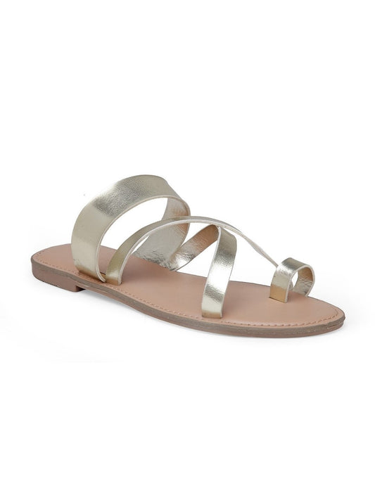 Gold Flat Sandals - Gold