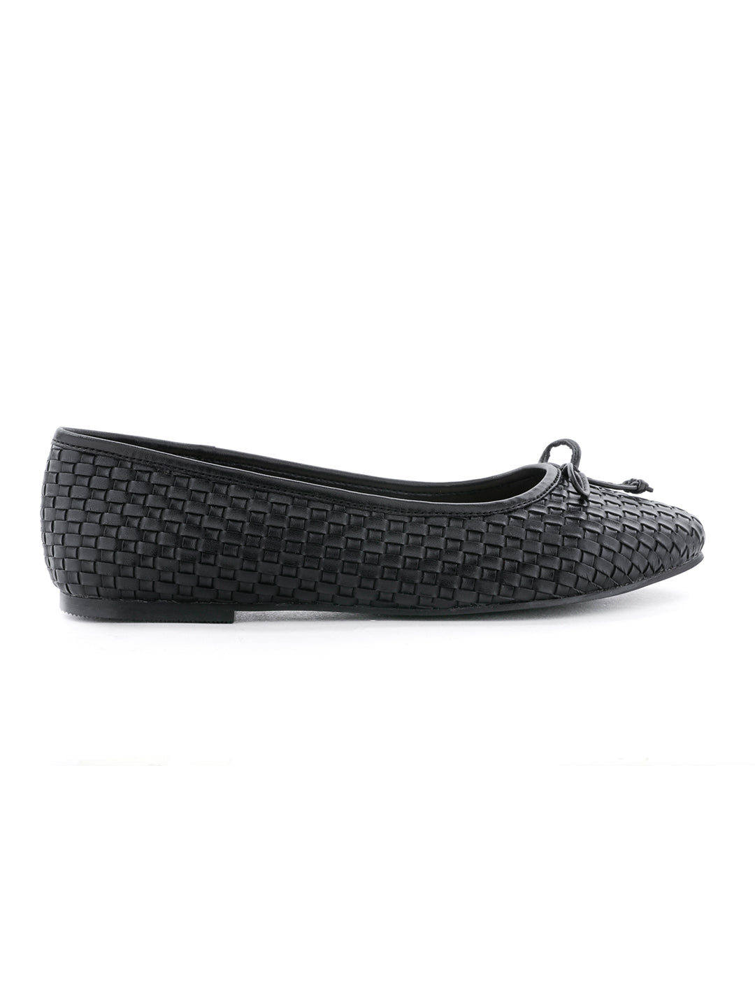 Weaving Embossed Black Ballerinas - Black