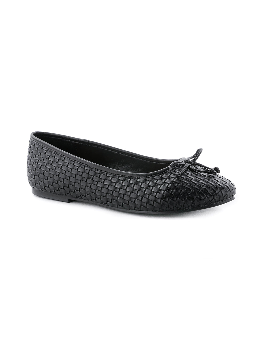 Weaving Embossed Black Ballerinas