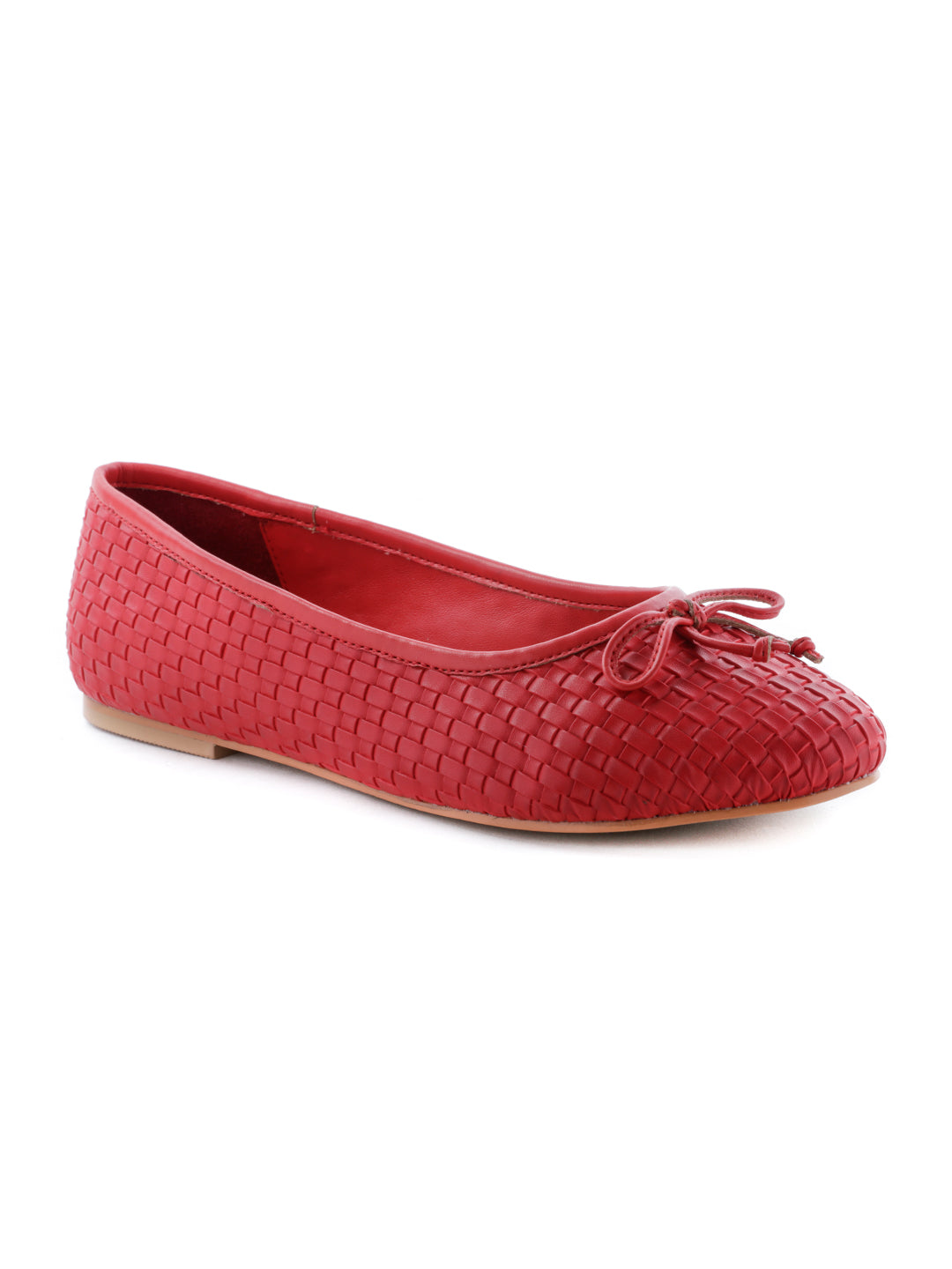 Weaving Embossed Red Ballerinas