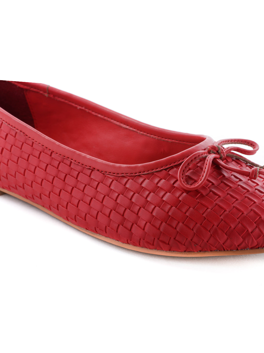 Weaving Embossed Red Ballerinas - Red