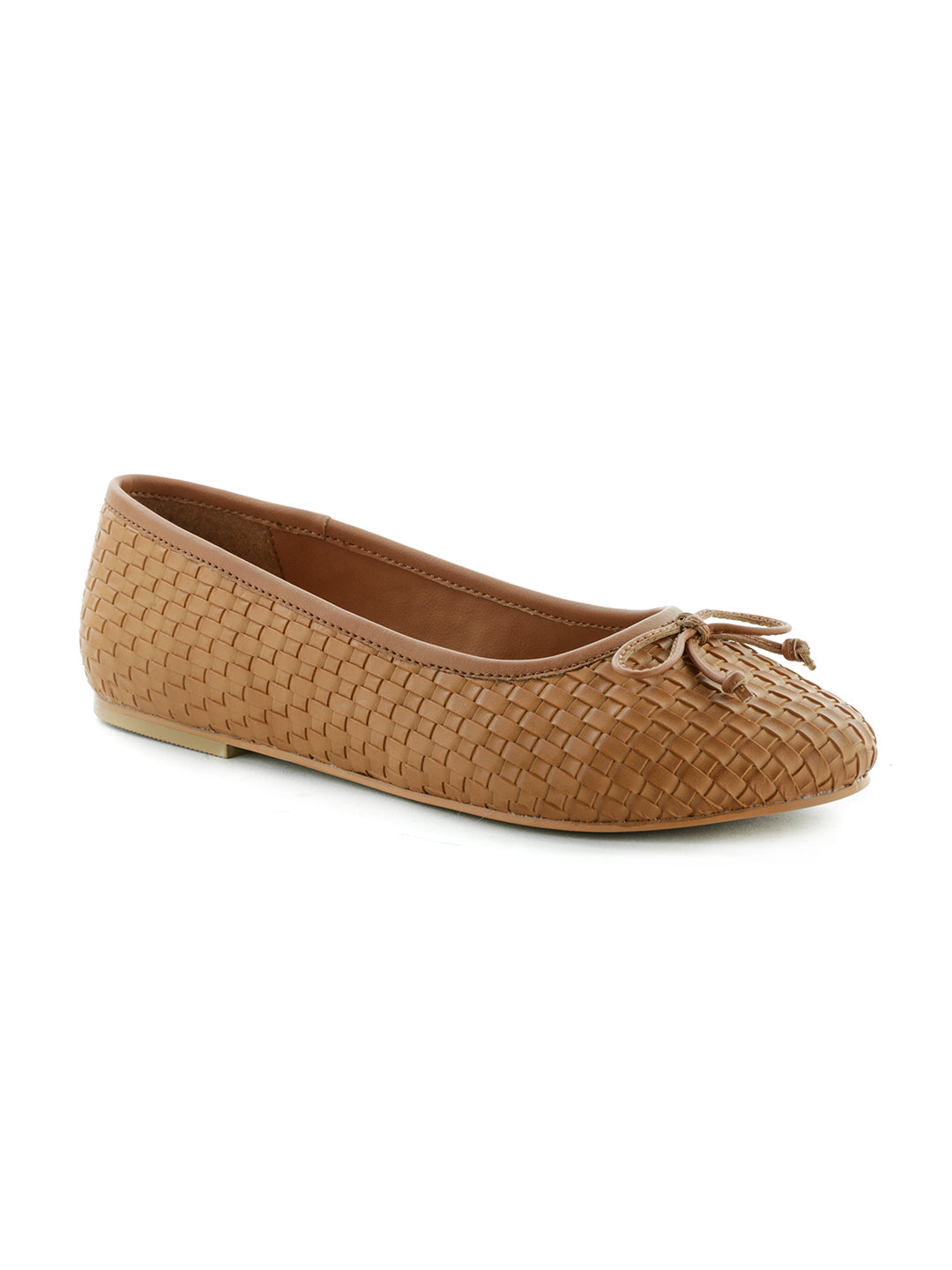 Weaving Embossed Tan Ballerinas - Tan