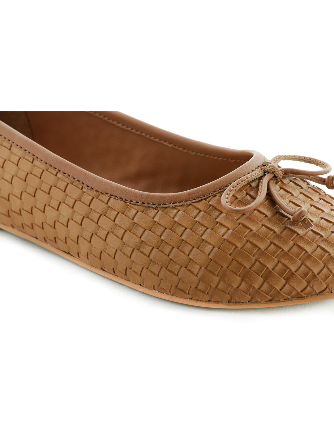 Weaving Embossed Tan Ballerinas - Tan
