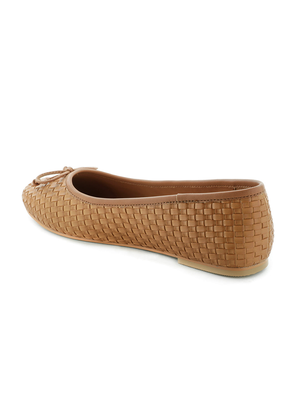 Weaving Embossed Tan Ballerinas - Tan