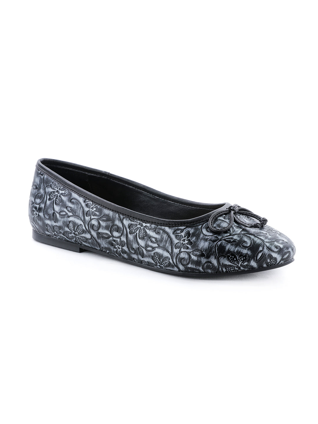 Flower Engraving Silver Ballerinas