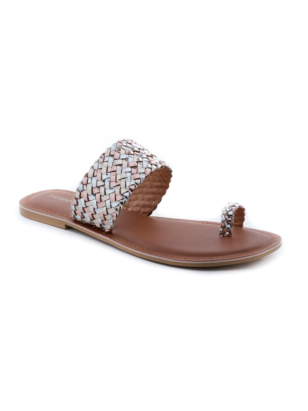 Gold Silver Metallic Weaved One Toe Sandal - Gold