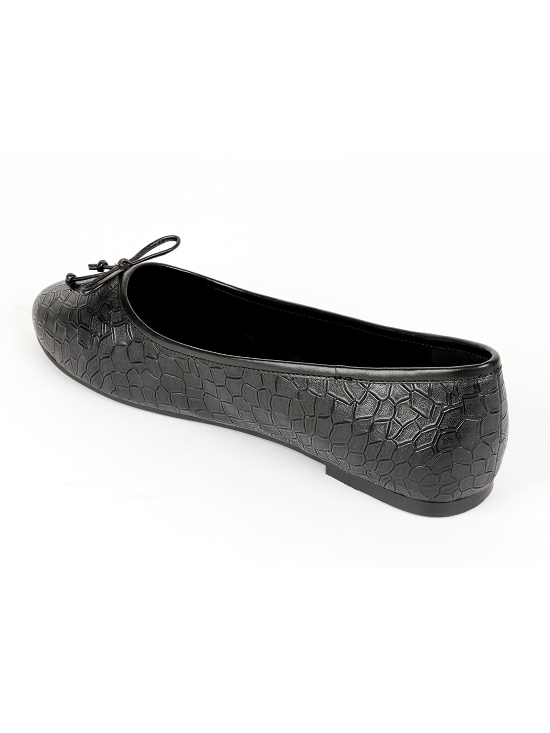 Crock Textured Black Ballerinas - Black