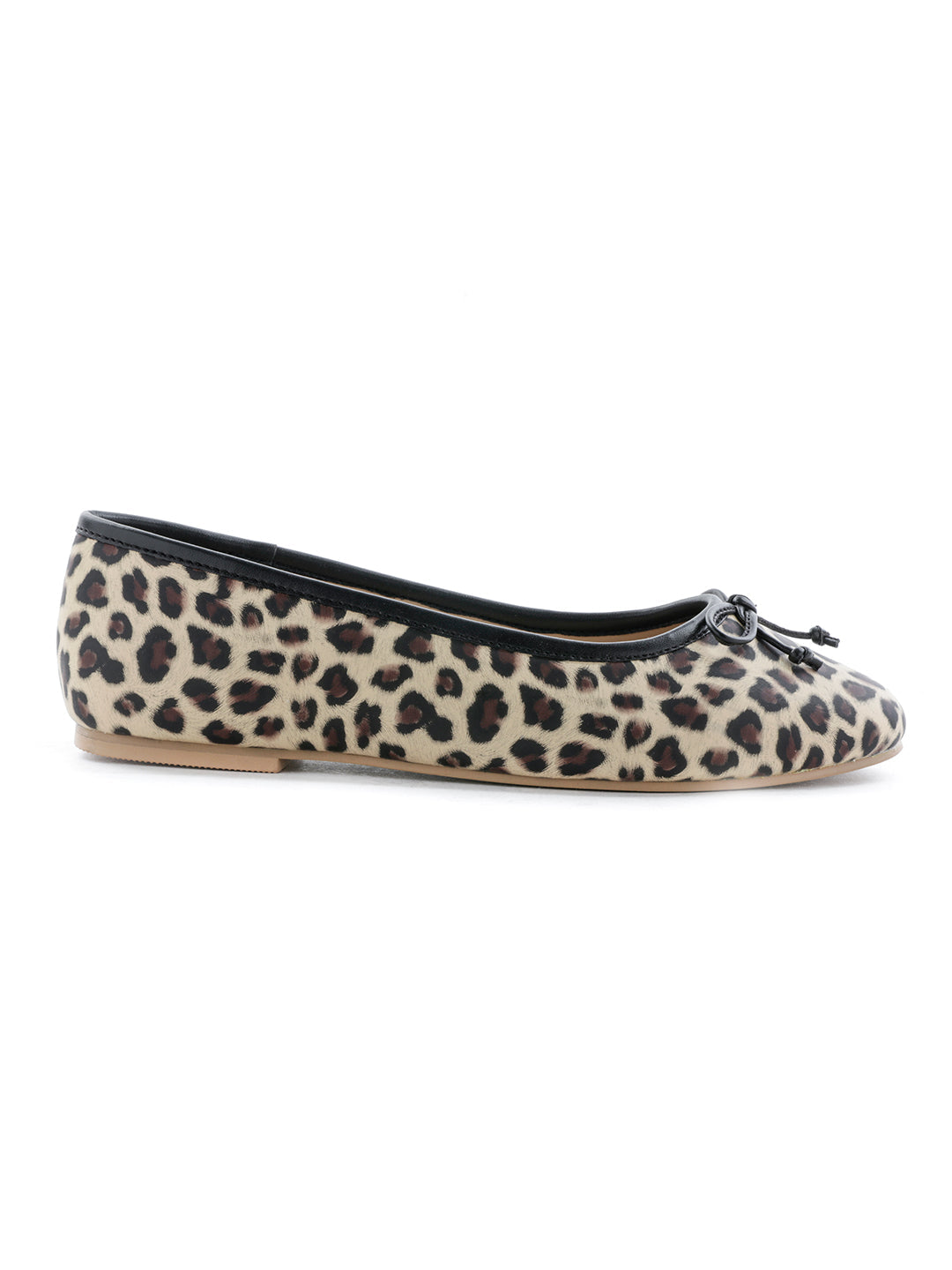 Leopard Print Ballerinas - Beige