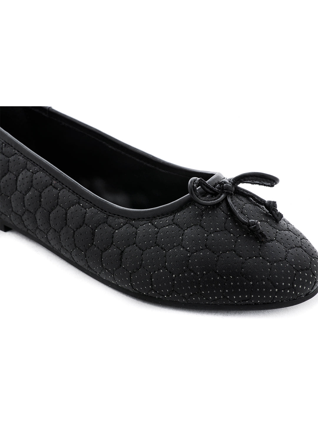 Football Stitched Black Ballerinas - Black