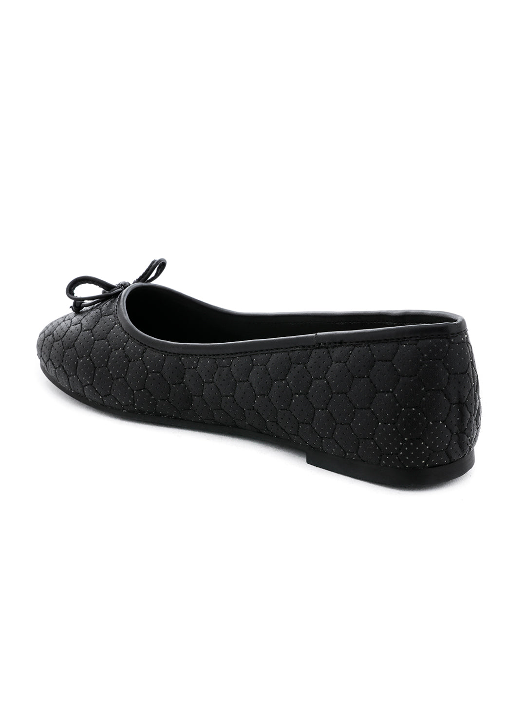 Football Stitched Black Ballerinas - Black