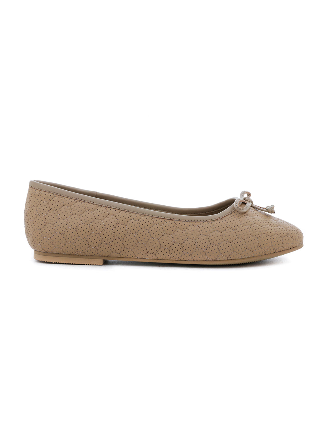 Football Stitched Tan Ballerinas - Tan