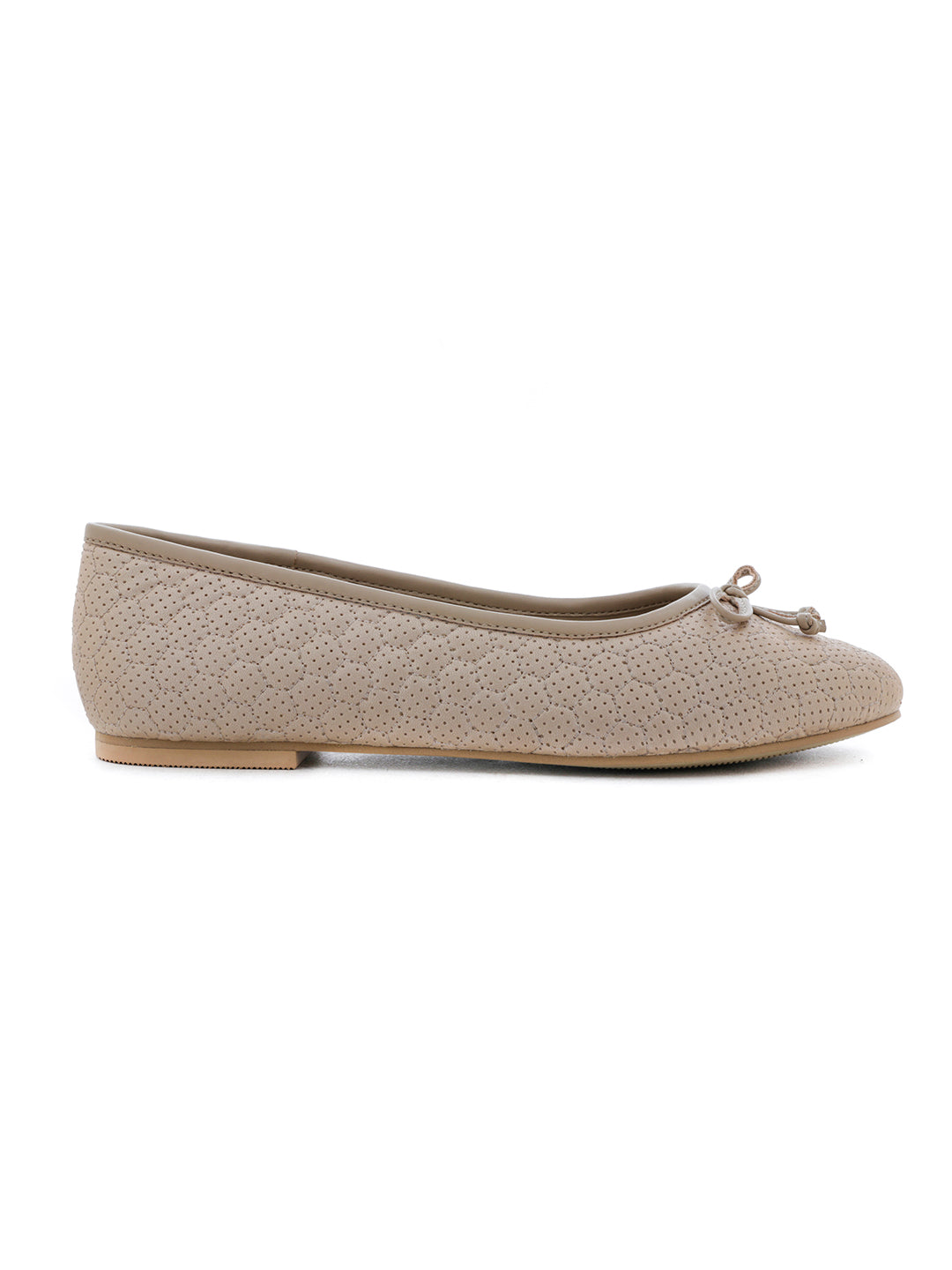 Football Stitched Beige Ballerinas - Beige