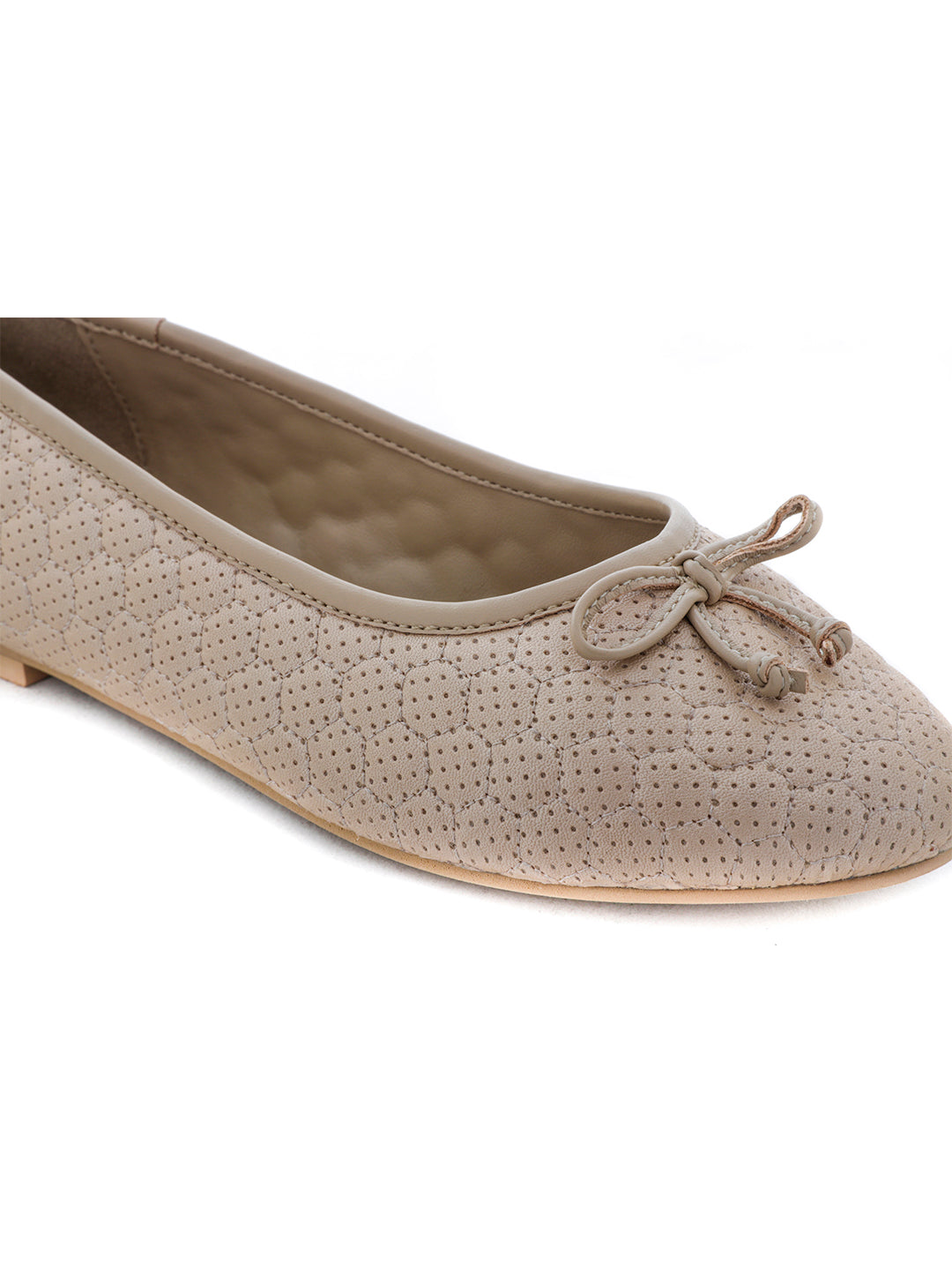 Football Stitched Beige Ballerinas - Beige