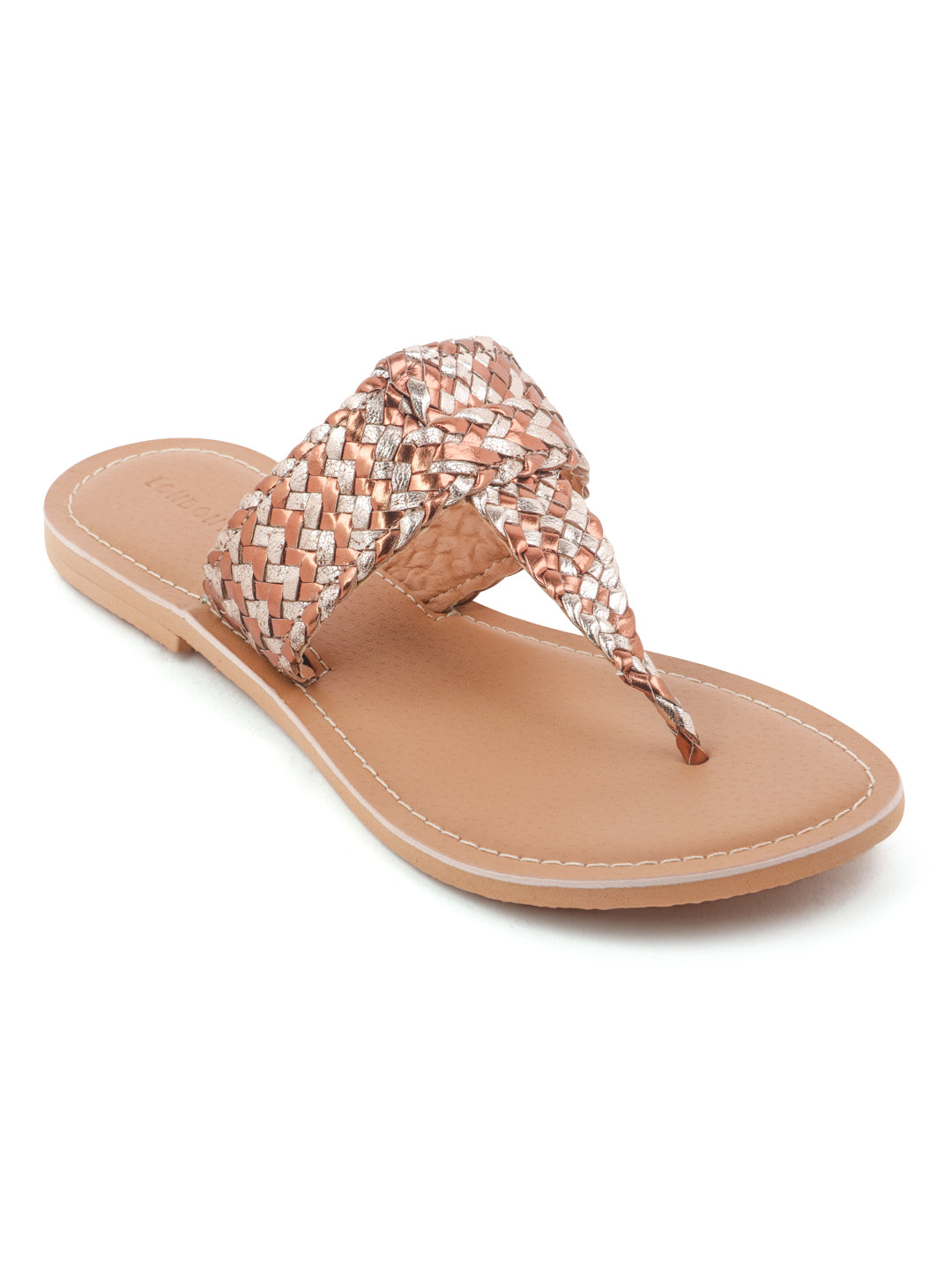 T Strap Flats - Bronze Gold