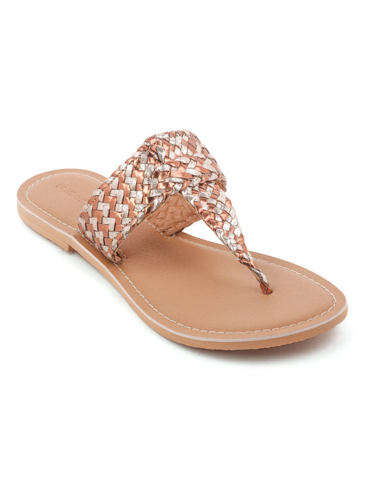 T Strap Flats - Bronze Gold