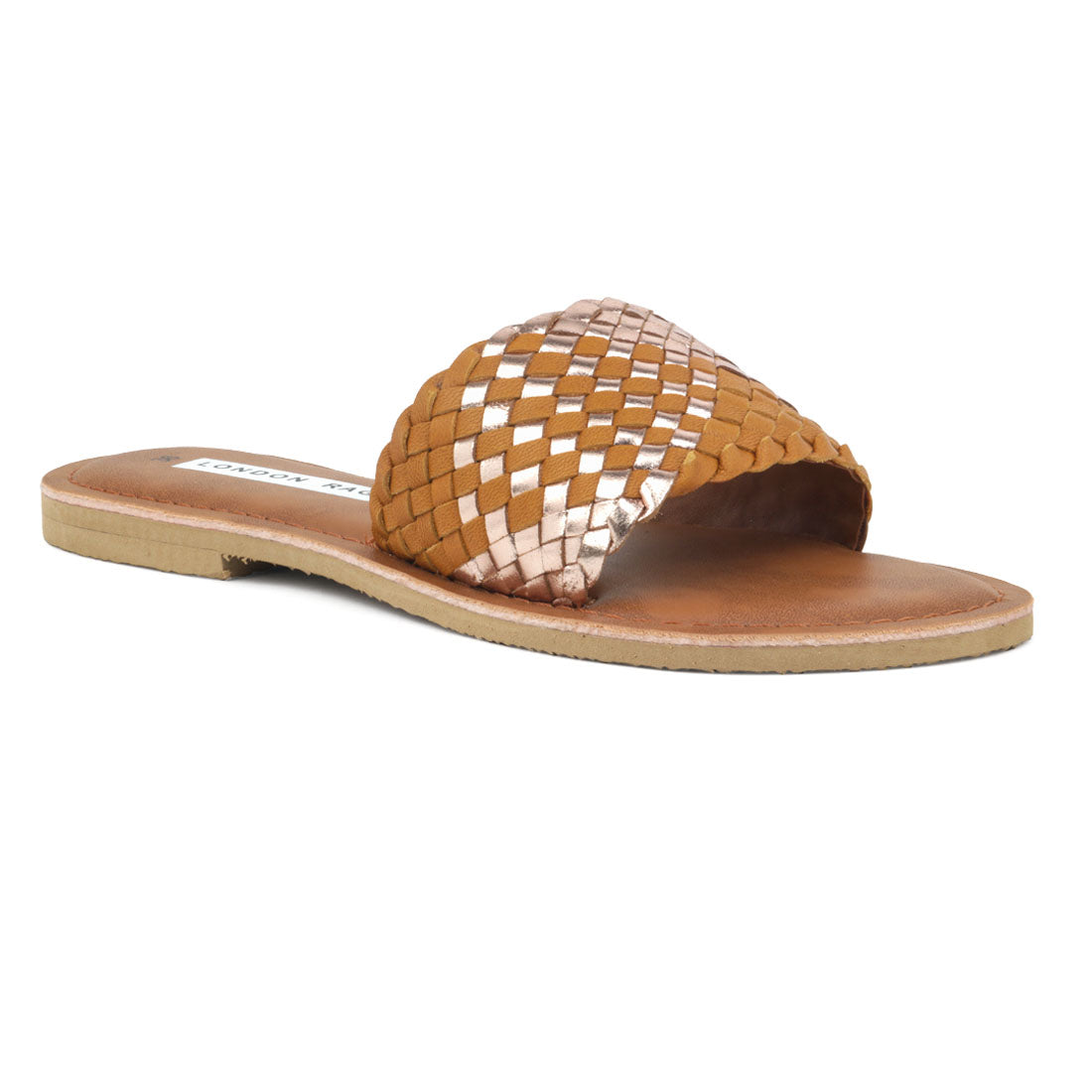 Metallic Mustard Woven Strap Slip-On - Yellow