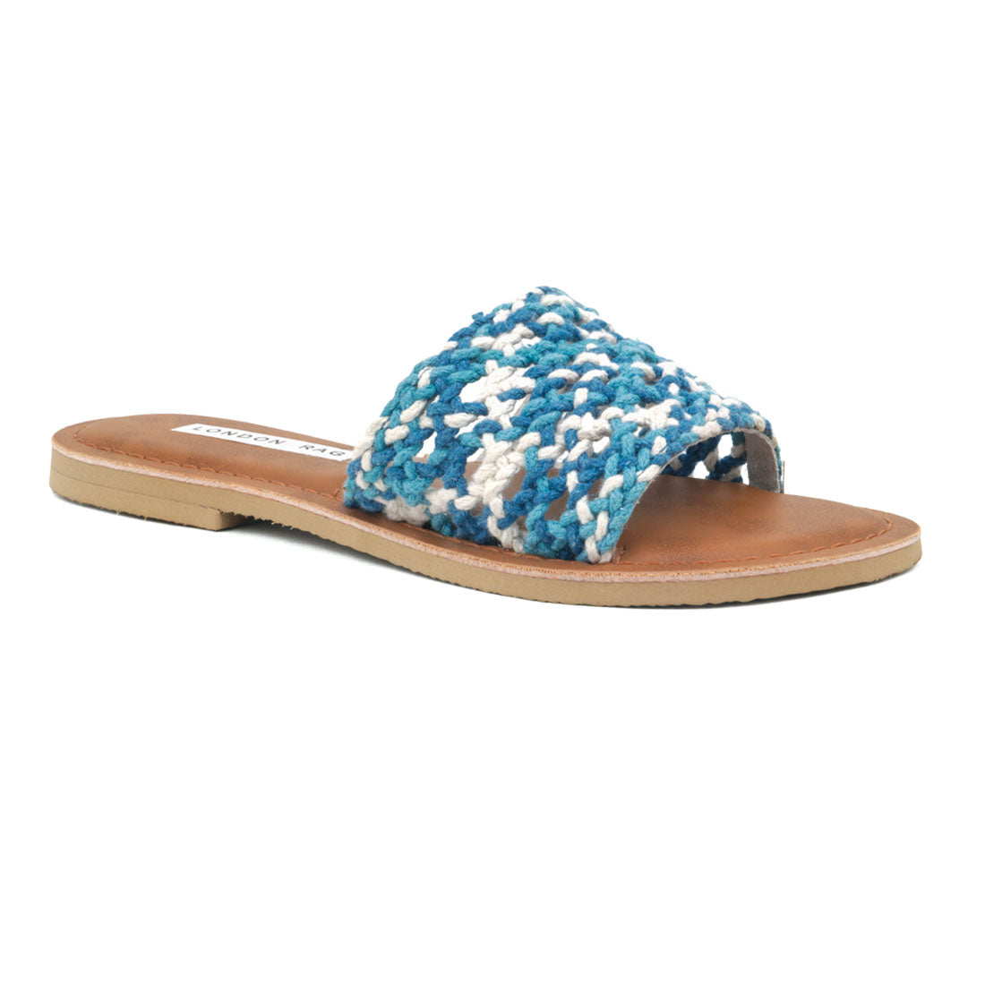 Blue & White Woven Cotton Strap Slip-On - Blue