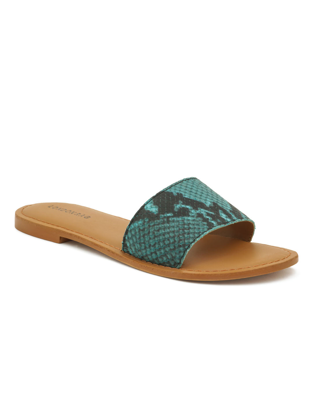 Blue Snake Print Slip-On Sandal - Blue