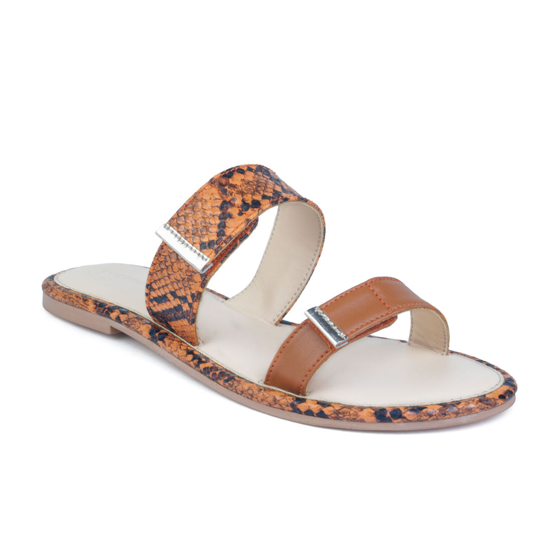 Orange Snake Print Slip-On Flat - Orange