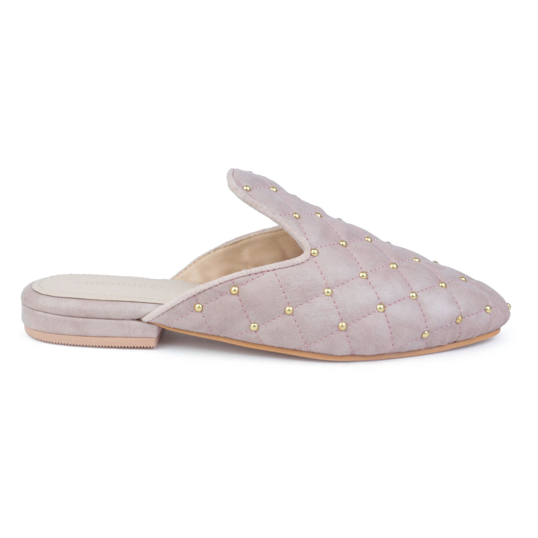 Studded and Quilted Pink Mule - Pink