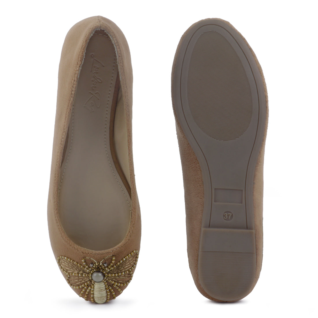 Beige Garden Fly Suede Ballerinas - Beige