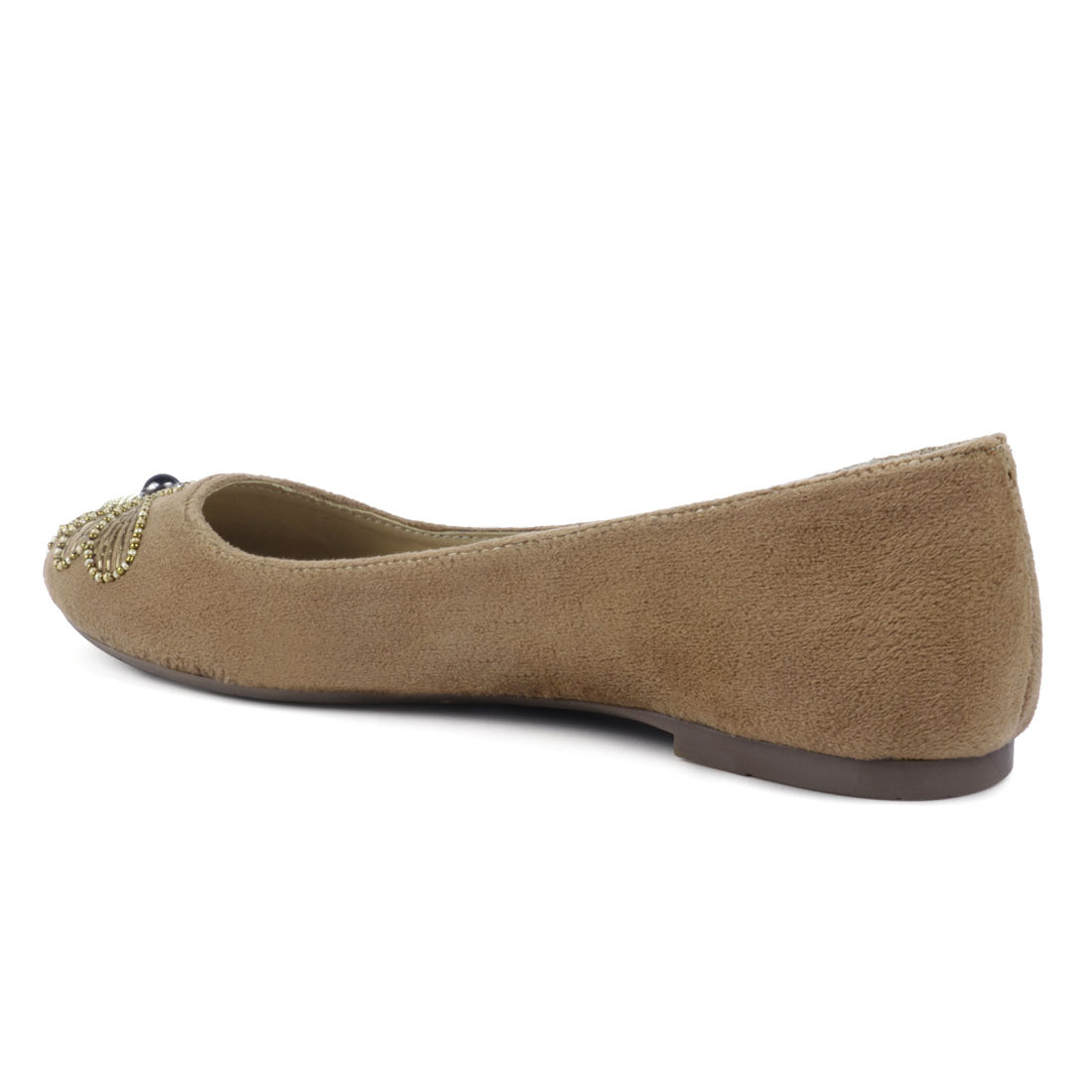 Beige Garden Fly Suede Ballerinas - Beige
