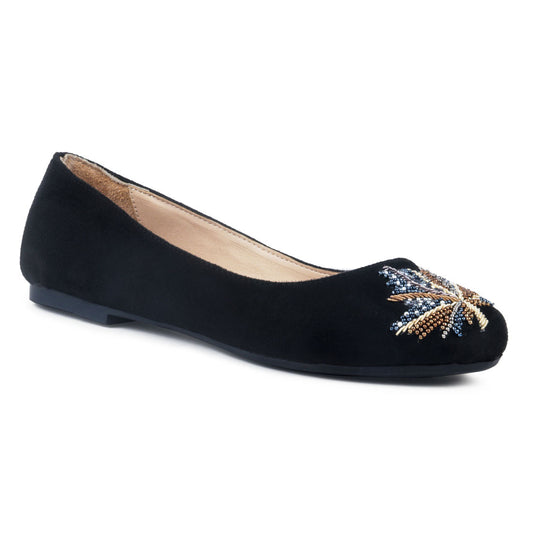 Black Garden Fly Suede Ballerinas - Black