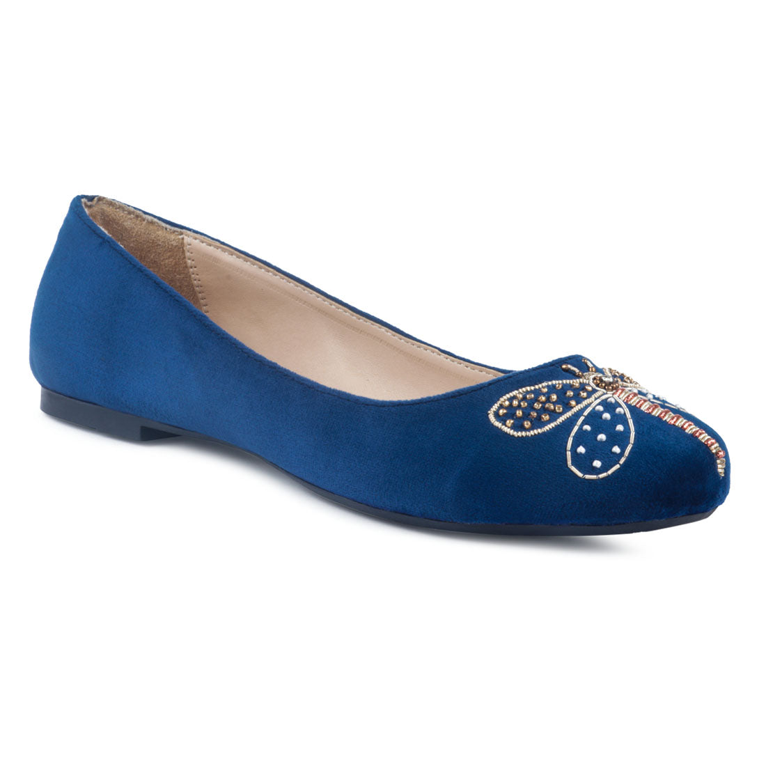 Blue I am a Dragonfly Suede Ballerinas - Blue