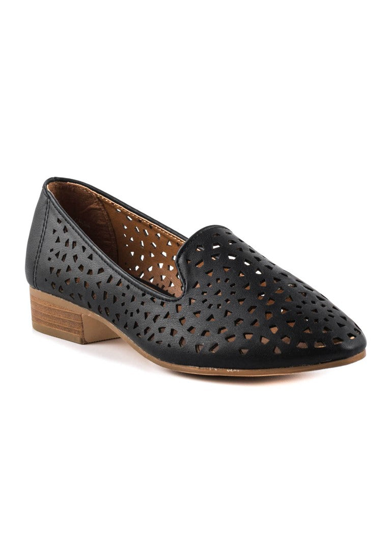 Black Laser Cut Loafers