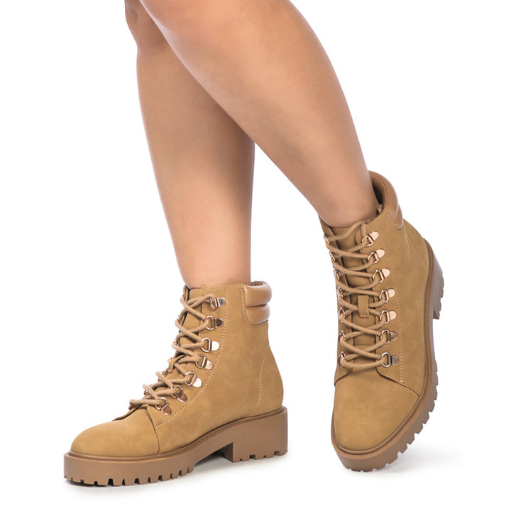 Taupe Smooth lace-Up Boot - UK8